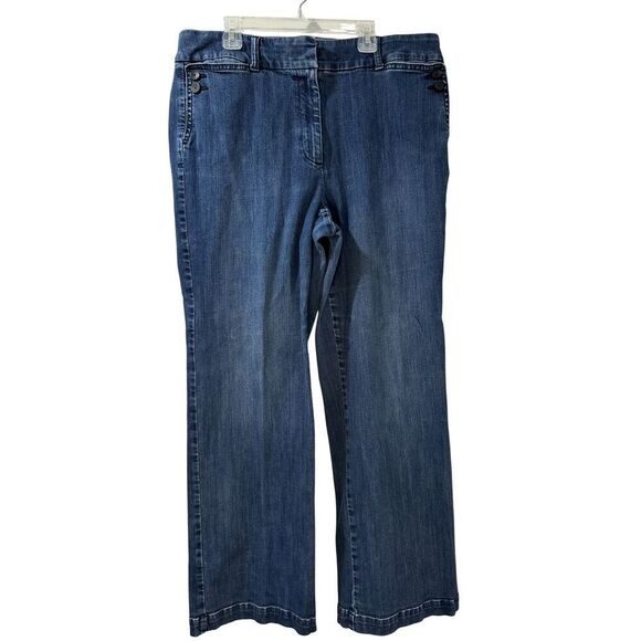 Talbots women’s medium wash wide leg jeans with pockets size 12. #26-0761 - Picture 1 of 6
